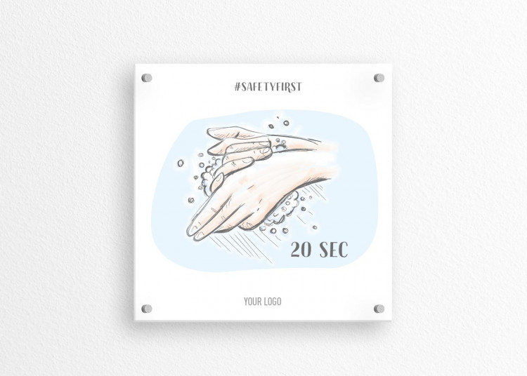 Schild 15 x 15 cm | Handzeichnung - Hände waschen