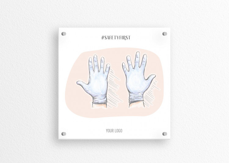 Schild 15 x 15 cm | Handzeichnung - Handschuhe