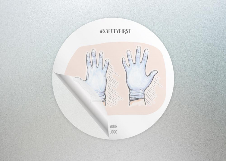 Aufkleber Ø 15 cm | Handzeichnung - Handschuhe