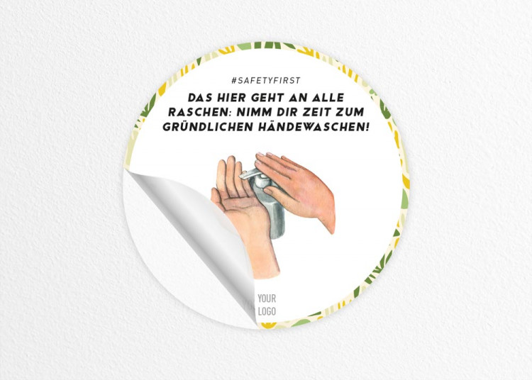 Aufkleber Ø 15 cm | jungle - Hände waschen (de)