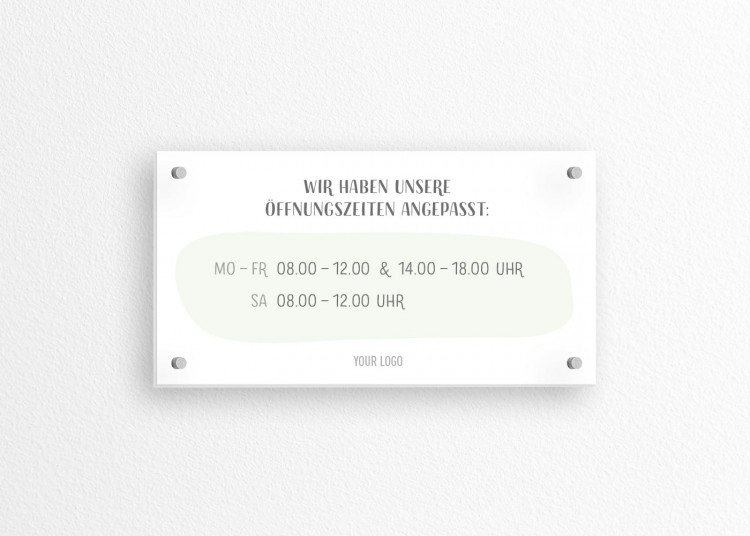 Schild 21 x 11 cm | Handzeichnung - Öffnungszeiten (de)