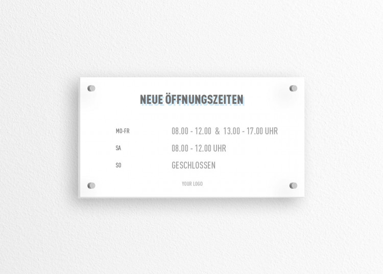 Schild 21 x 11 cm | Icon - Öffnungszeiten (de)