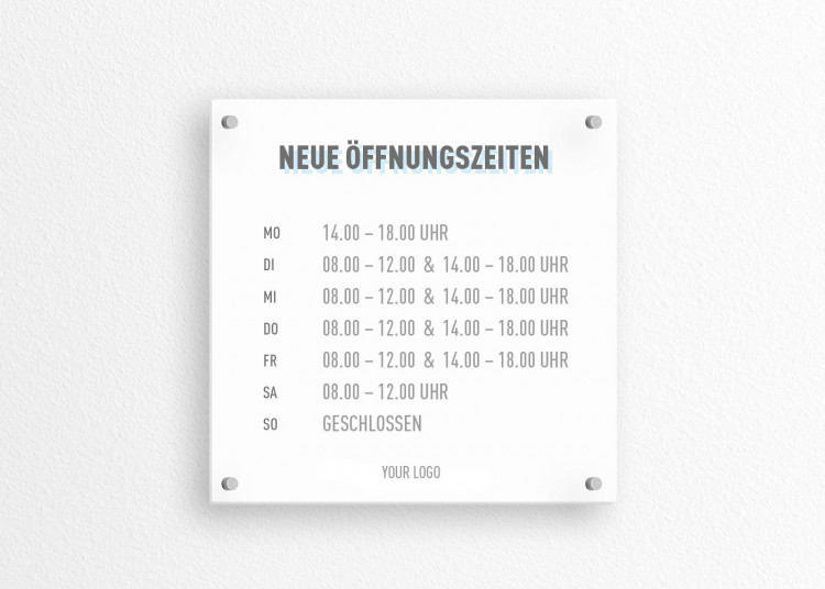 Schild 15 x 15 cm | Icon - Öffnungszeiten (de)